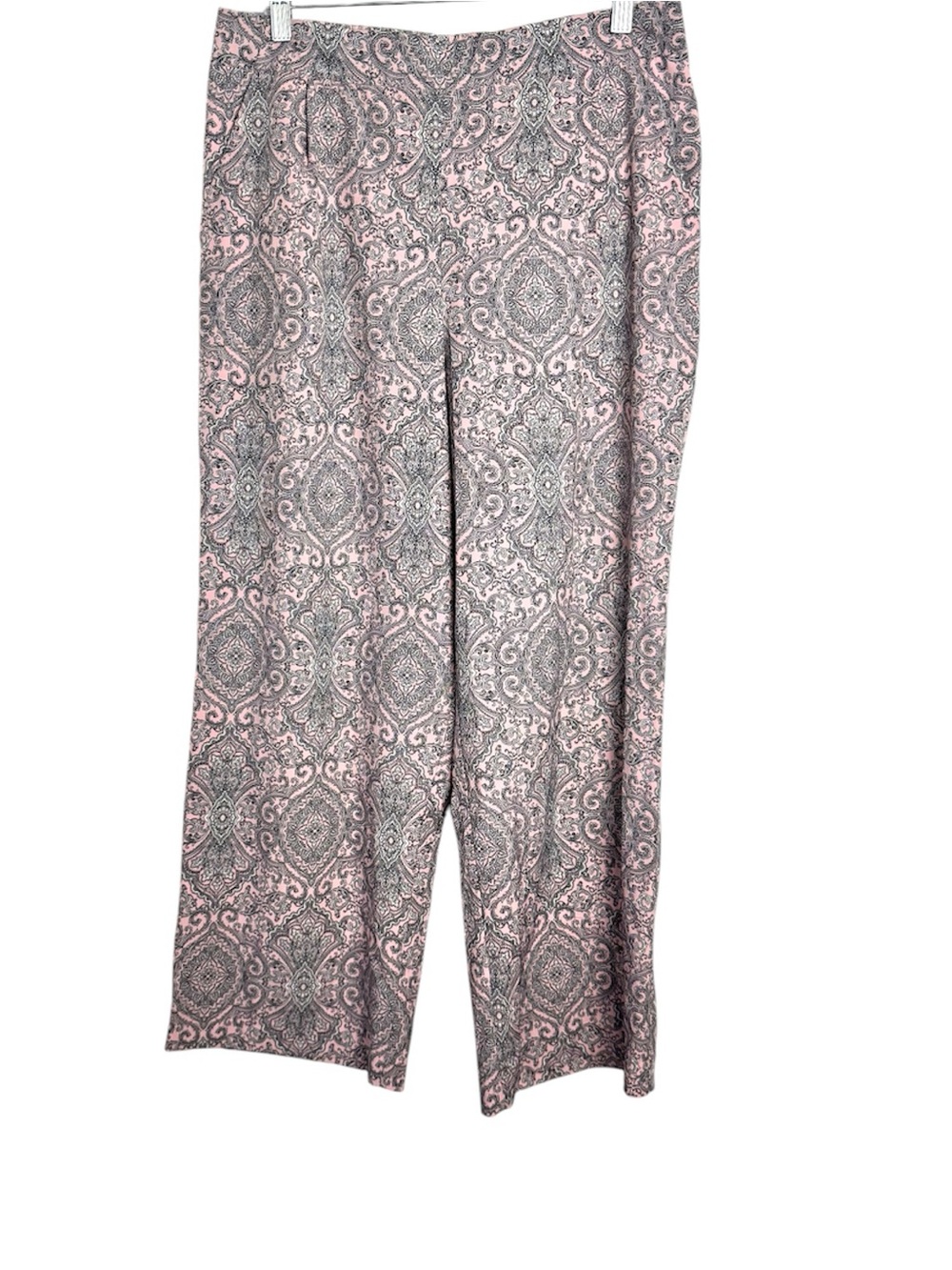 Counterparts Pink and Gray Paisley Wide-Leg Pants Size Large Petite